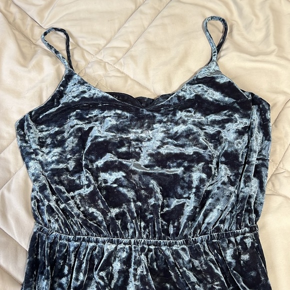 Blue Velvet Mini Dress - Picture 2 of 6